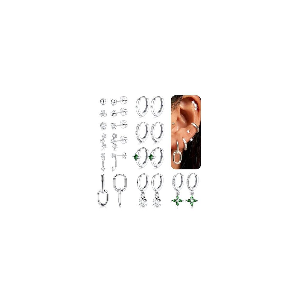 11Pairs Silver Hoop Earrings for Women-Hypoallergenic Surgical Steel
